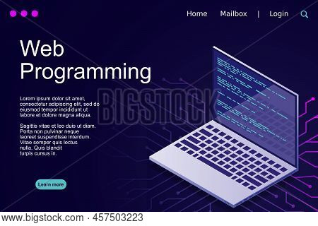 Web Programming Vector Isometric Illustrations. Web Programming Concept Programming Language Program
