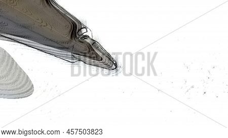 Close-up On The Tapered Tip Of A Ballpoint Pen. On A Flat White Surface Lies A Pen, Only The Tip Of 