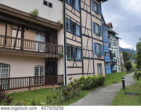 Bukit Tinggi, Malaysia - Jun 08, 2022: View Of Old French Style Public Building At Colmar Bukit Ting
