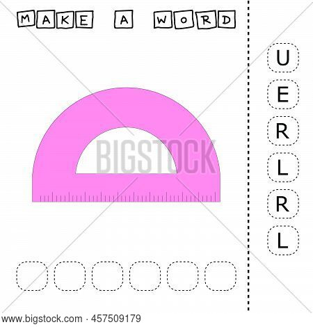 Alphabet Logic For Preschool Kid.  Collect The Word Ruller From Scattered Letters