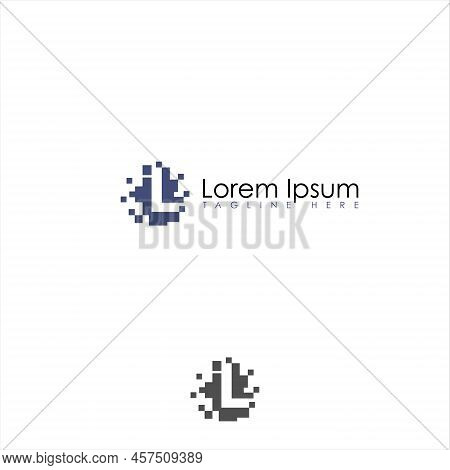 Vector Letter L Square Pixel For Tecnology Logo. Vector Illustration Eps.8 Eps.10