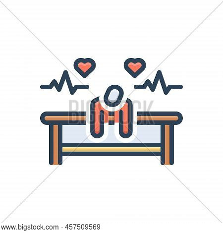 Color Illustration Icon For Alive Not-dead Heartbeat Pulse Living Breathing Conscious Vital Vivified