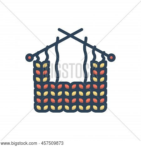 Color Illustration Icon For Knitting Knitwork Weaving Yarn Crochet  Hande-made Needles Wool Thread H