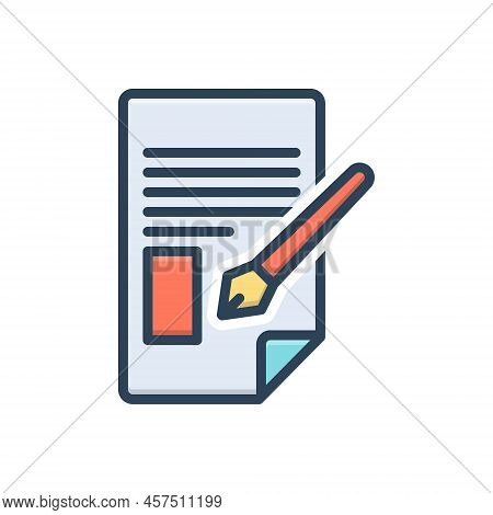 Color Illustration Icon For Amended Document Statement Correct Mend Rectify Agreement Archive Overwr