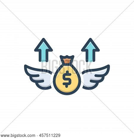 Color Illustration Icon For Inflation Monetary Economic Budgetary Capital Cost Revenue Economy