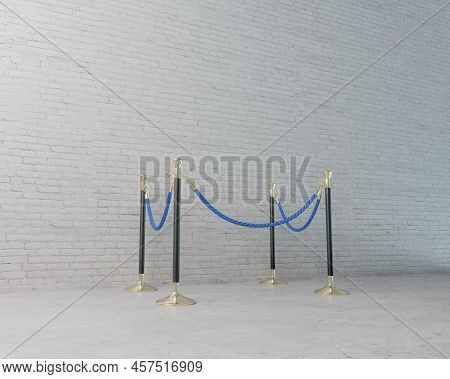 A Concept Showing An Empty Display Of Nothing Surrounded By Barrier Rope In A Light Museum Setting  