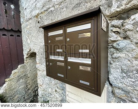 Menthon Saint Bernard, France - September 07 2021 : Close Up Of A French Communal Brown Letter Or Ma