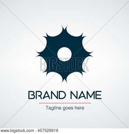 Circle Technology Logo. Cog, Gear Icon In Circle. Abstract Concept. Simple Round Icon Isolated On Bl