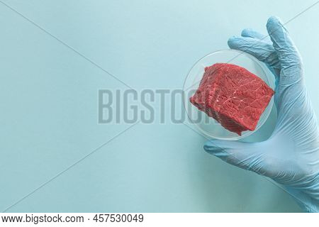 Lab Grown Meat Concept - Meat In Petri Dish