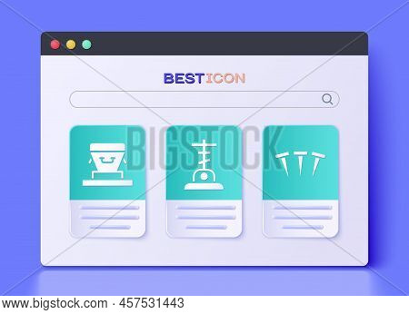 Set Grave With Cross, Coffin And Metallic Nails Icon. Vector