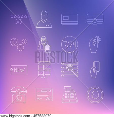Set Line Coin Money, Hand Holding With Credit Card, Coin, Credit, Delivery Man Cardboard Boxes, Cons