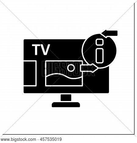Television Glyph Icon. Telecommunication Medium. Transmitting Moving Images, Video, Tv Shows, News. 