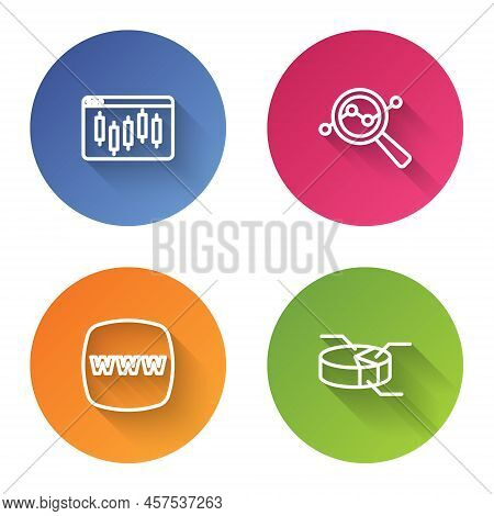 Set Line Browser With Stocks Market, Search Data Analysis, Website Template And Pie Chart Infographi