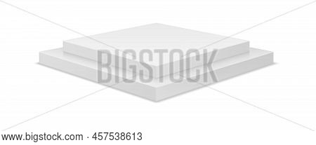 Square Realistic 3d Podium, Arena Stage Platform. Blank Arena In Gallery Or Cosmetics Shop, Empty Sq
