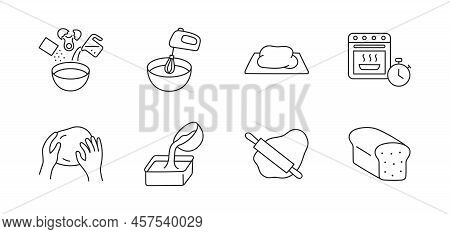 Dough Doodle Illustration Including Icons - Bowl, Oven, Mix, Ingredients, Egg, Rolling Pin, Bread, T