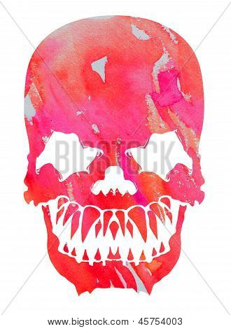 Aggressive Rosa Aquarell Skull