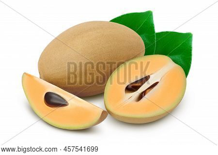 Sapodilla Isolated On White Background With Full Depth Of Field