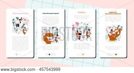Frontend Development Mobile Application Banner Set. Website Interface