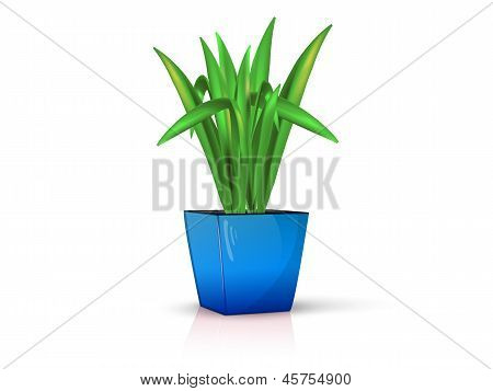 Blå vas med blomma