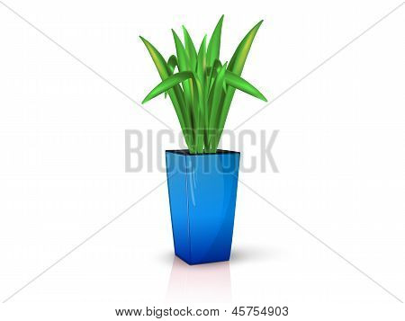 Blå vas med blomma