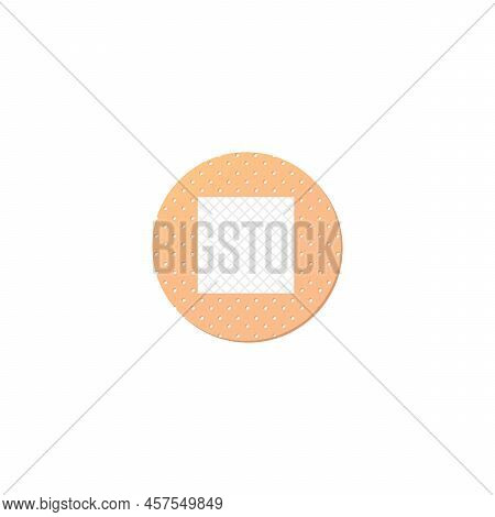 Medical Round Plaster In Cartoon Style. Illustration Of Medical Plaster, Elastic Bandage Patches Of 