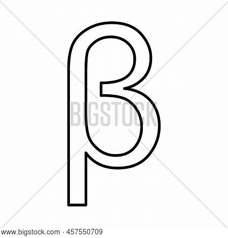 Beta Symbol Illustration. Black Outlines On White Background.