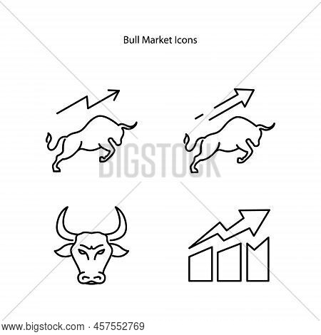 Bull Market A Bullish Growth Graph Of Stock Market Investing Profit Chart, Bull Market Icons Isolate