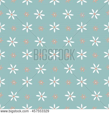 Cute Vector Seamless Pattern With Scattered Small Flowers. Endless Girly Print.