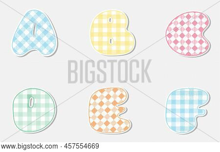Patchwork Hand Drawn Textile Font. Cute Textile Font For Scrapbook Or Collage Design. Patchwork Alph
