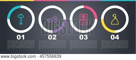 Set Line Hammer, Auto Service Check Automotive, And Gear Shifter. Business Infographic Template. Vec