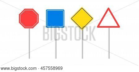 Realistic Blank Road Signs. Vector Illustration. Stock Image.