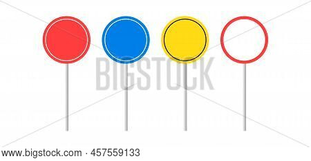 Icon With Blank Road Signs. Vector Illustration. Stock Image.