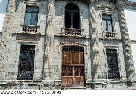 Oaxaca, Oaxaca, Mexico- May 24, 2022: Facade Of Central Building Of Universidad Autonoma Benito Juar