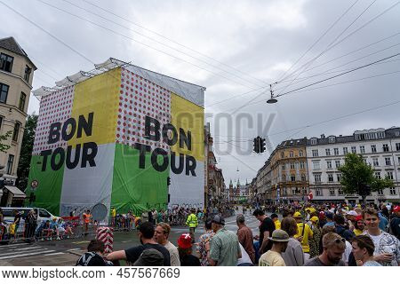Copenhagen, Denmark - July 01, 2022: Spectators At The Tour De France In Norrebro District In The Ci