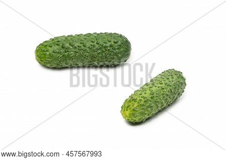 Fresh Green Cucomber Isolated On A White Background.