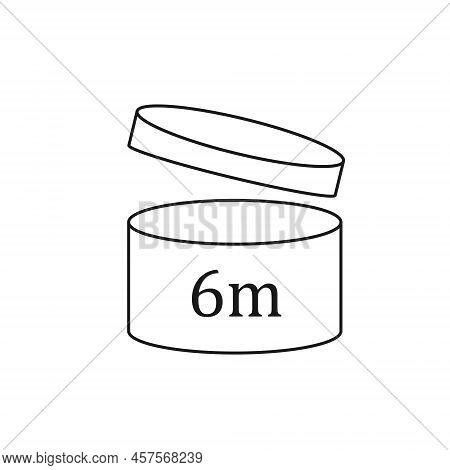 Period After Opening. 6 Six Month, Shelf Life Vector Icon. Pao Cosmetic Icon Open Month Life.