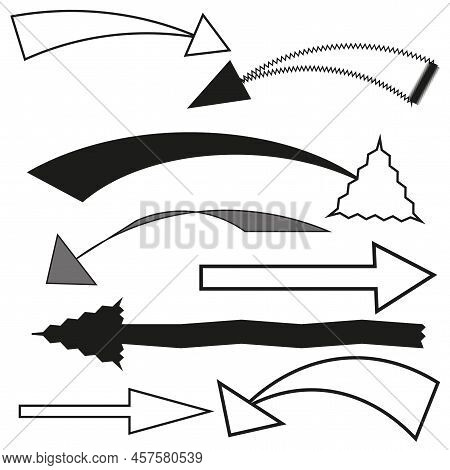 Different Arrows In Modern Style. Sketch Infographic Set With Different Arrows. Vector Illustration.