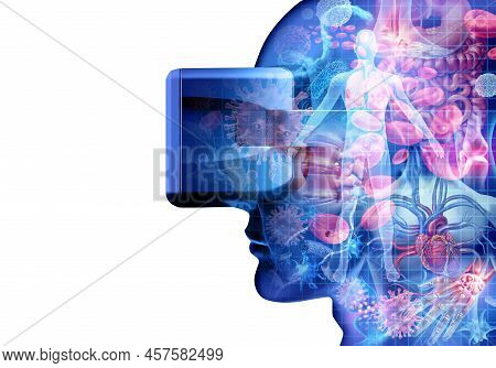 Remote Medicine And Virtual Reality Healthcare And Medical Education Technology  As The Human Body A
