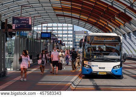 Amsterdam, The Netherlands - 21 June 2022: Gvb Bus At Amsterdam Central Station Bus Station