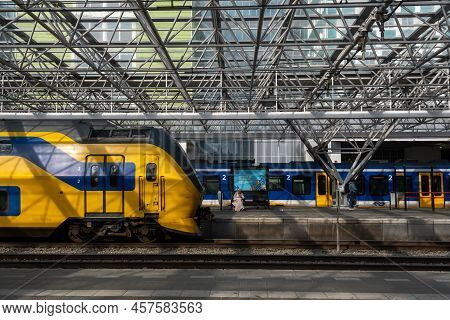 Zaandam, The Netherlands - 21 June 2022: Nederlandse Spoorwegen Train In Zaandam Station