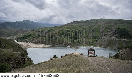 Lake Gizhgit In The Baksan Gorge In The North Caucasus In Russia. A Clear Sunny Day On June 7, 2022