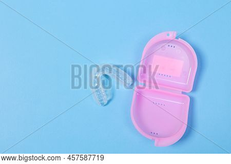Orthodontic Silicone Simulator. Tray For Teeth In A Case Invisible Leveling Brackets. Mobile Orthodo