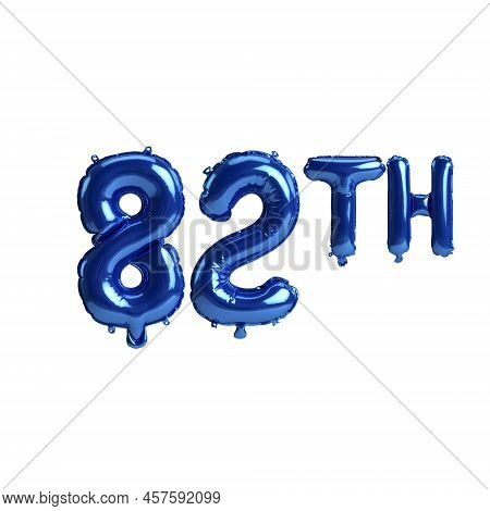 3d Illustration Of 82th Blue Balloons Isolated On White Background