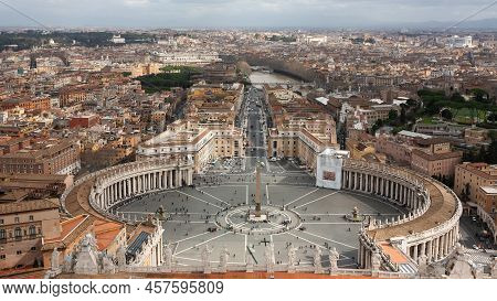 Aerial View Of Rome And Saint Peters Square In Vatican City, Europe