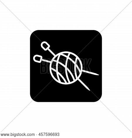 Knitting Needles And A Ball Of Thread. Simple Minimal Icon And Logo Design. Vector Illustration On W