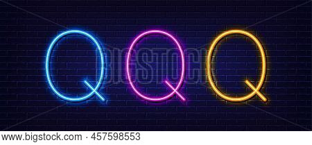 Initial Letter Q Icon. Neon Light Line Effect. Line Typography Character Sign. Large First Font Lett