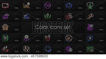 Set Of Monitor, Currency Exchange And Energy Line Icons. Include Local Grown, Agreement Document, Co
