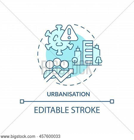 Urbanisation Turquoise Concept Icon. Reason For Increased Risk Of Pandemic Abstract Idea Thin Line I