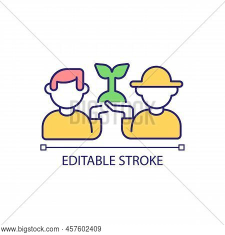 Garden Partners Rgb Color Icon. Farmers Collaboration. Agriculture Partnership. Horticultural Practi