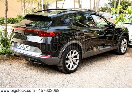 Tarragona, Spain - June 01, 2022: Seat Cupra Black On The Street In The Courtyard Of The House.